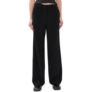 Theory Women's Relax Straight Pants Black Admiral Crepe Size 10